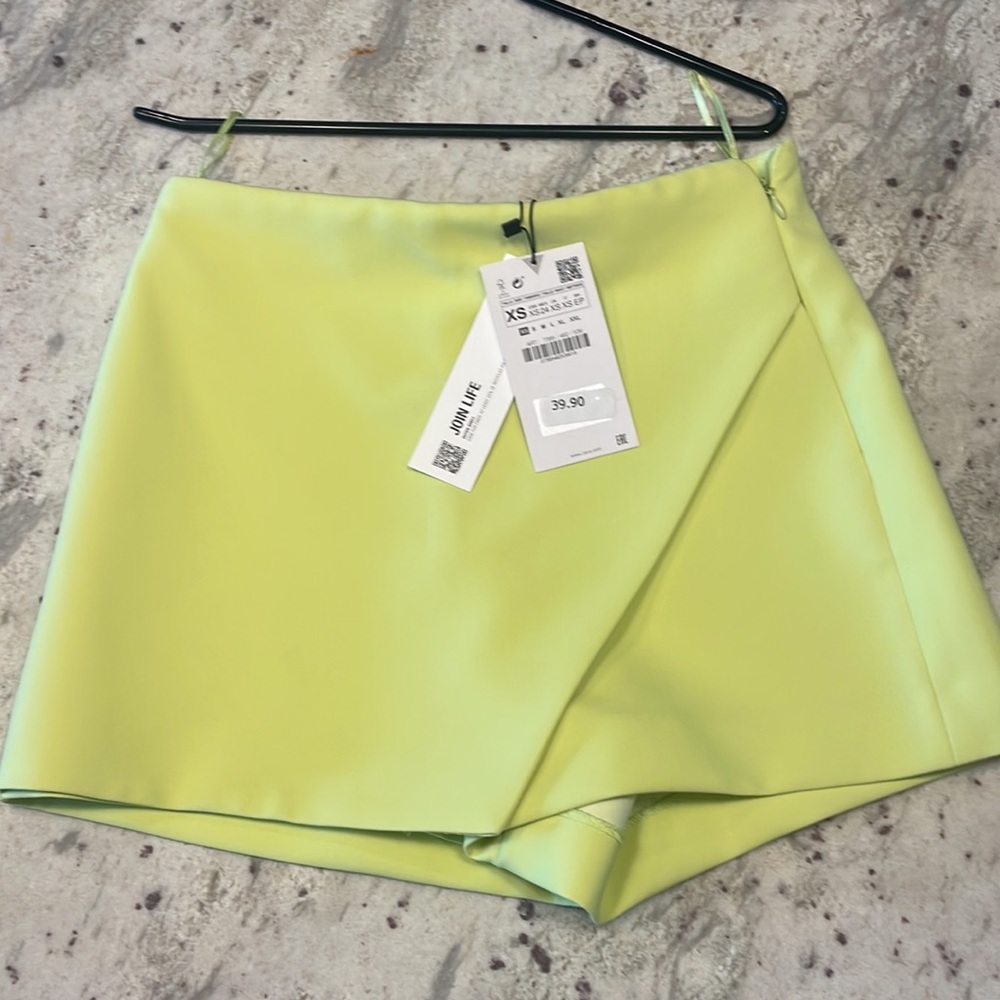 Zara Lime Green Skort NWT